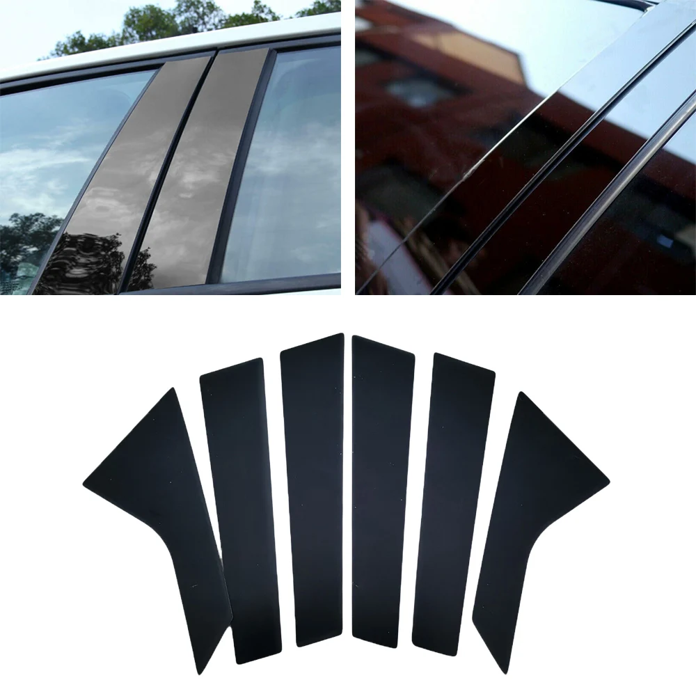 

6x Black Side Window PC Plastic Pillars Post Cover For Hyundai Elantra 2019-2021 High Quality Material