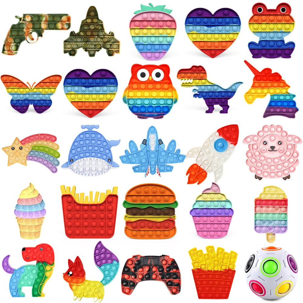 

Squeeze Toy Rainbow Fidget Toys Stress Relief Squeeze Toys For Kid Squishy Sensory Anti Stress Game Hand Simple Dimple