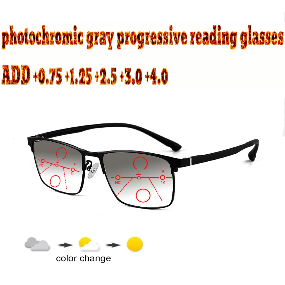 Silverf прогрессивные очки для чтения Бизнес Для мужчин полный кадр Tr90 + 1 0 5 75 2 3