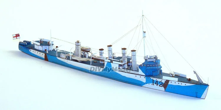 DIYMyModeI HMS CAMPBELTOWN 1:400, bricolaje, artesanal, Kit de modelo de papel hecho a mano, rompecabezas de juguete, regalo, utillaje de pel&iacute;cula-1