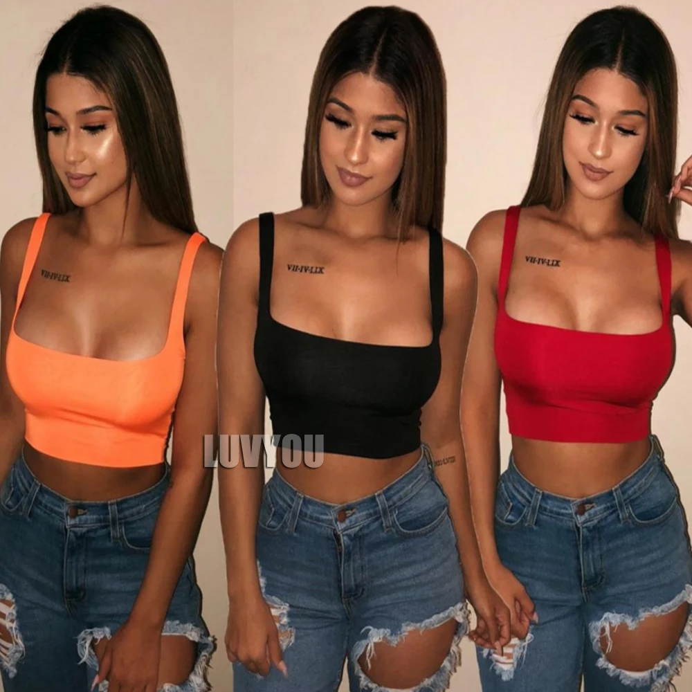 Майка женская однотонная на бретелях пикантный укороченный топ Пляжная вечерняя