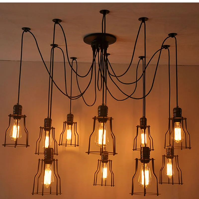 Винтажные подвесные светильники в виде паука лампа E27 промышленное освещение