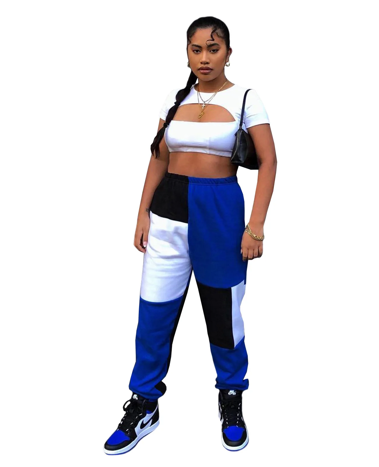 

Fashion Women Colorful Patchwork Casual Pants 2021 Hot Sale High Waist Loose Casual Sweatpants Spring Long Trousers