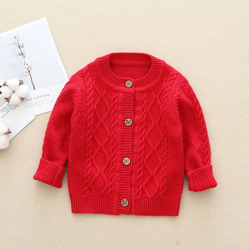 

Autumn Winter Children Clothing Boys Girls Baby Knit Sweater Outfits Casual Baby Solid Sweater coat Baby sweater cardigan