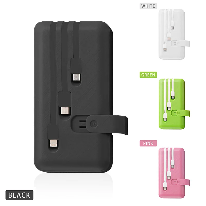 10000 мАч Power Bank быстрая портативное зарядное устройство QI встроенный 3 Кабели