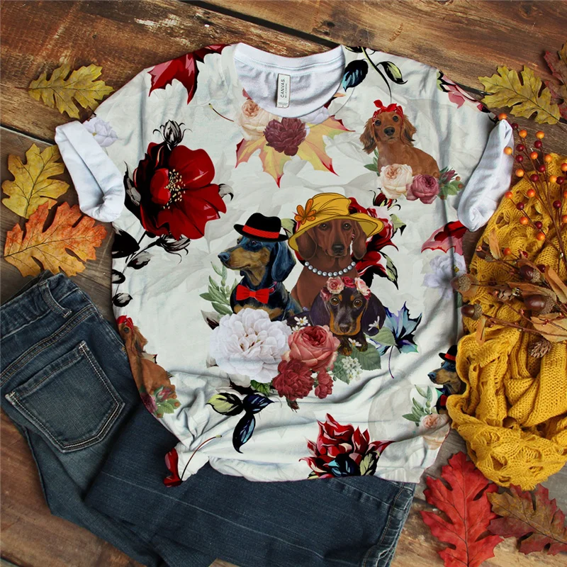 

2021 New Arrival Men T Shirt Full Anime Shirt Printing Fashion Short Sleeve Dachshund Harajuku Men Tees