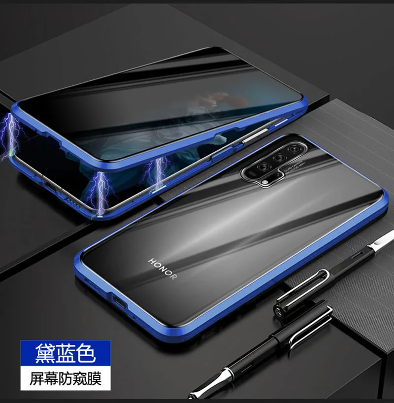 Honor 20 Pro закаленное стекло чехол для Honor 20 конфиденциальности Магнитная Адсорбция металлический бампер полное покрытие для Honor 20 Pro Телефон оболочка