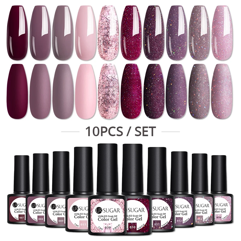 

2021 Gel Nail Polish Set 8/10Pcs Soak Off UV Gel Varnishes All For Manicures Need Cured Base Top Coat Acrylic UV Nail Kit
