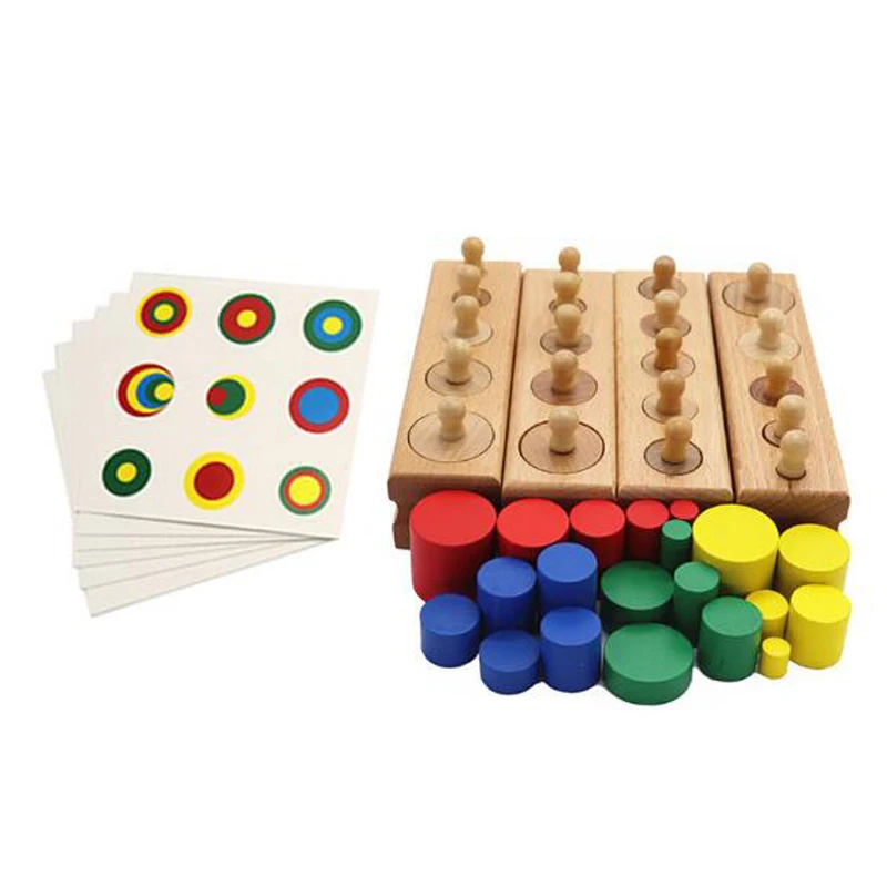 Детский набор цветных деревянных блоков для развития моторики Baby Montessori.