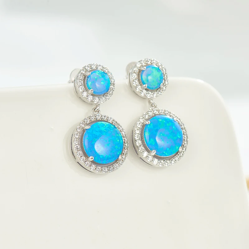 

Elegant and Luxury Fine Jewelry Earrings for Women High Quality Opal Jewellery in Silver Wedding OPE051