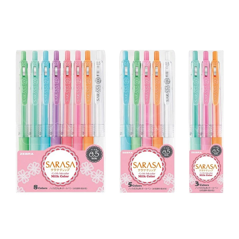 

Zebra Sarasa Clip Milky Color 0.5mm Ballpoint Gel Pen 3 5 8 Colors Set (JJ15-3C 5C 8C-MK)