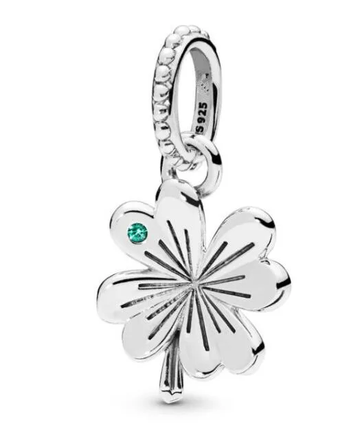 Натуральная 925 стерлингового серебра бисера Lucky Charm &quotчетырехлистник бусины с