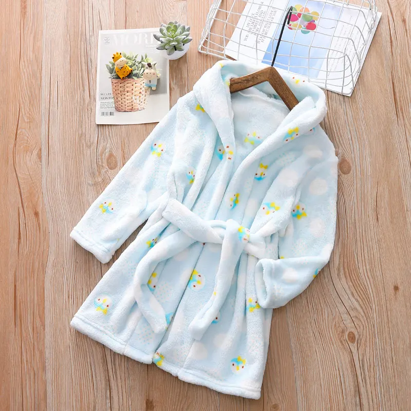 Детские халаты для детей 1-6 лет; зимняя теплая одежда для девочек; фланелевая ночная рубашка; одежда для малышей; Пижама для сна для мальчиков
