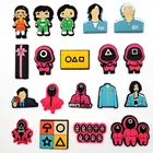 Милые наклейки для обуви с отверстиями из игры кальмар, игрушка, подарок, пряжка для обуви с цветком из мягкого ПВХ пластика, декоративная пряжка для садовой обуви