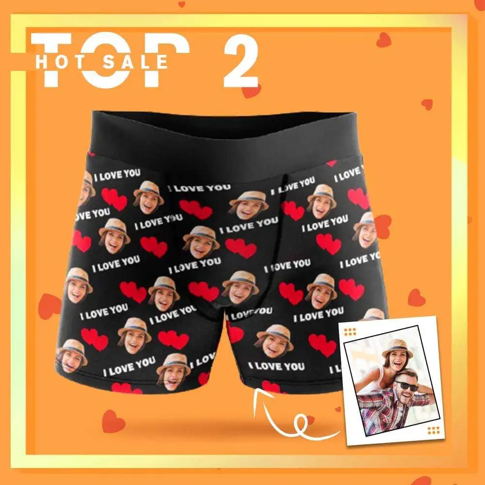 M YesCustom Custom Face Love Heart Men All-Over Photo Print Boxer Briefs Funny Custom boxers Wedding Husband Gift Underwear