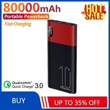 Hot 80000mAh Power Bank Digital Display Portable Mobile Phone Charger Fast Charging External Battery for Xiaomi iPhone Samsung