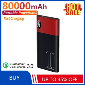 hot 80000mah power bank digital display portable mobile phone charger fast charging external battery for xiaomi iphone samsung free global shipping