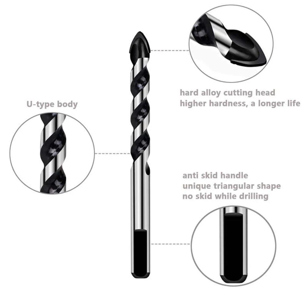 

5pcs Multi-material Carbide Drill Bits Set For Porcelain Ceramic Tile Concrete Blade Diameter 3/4/5/6/8mm