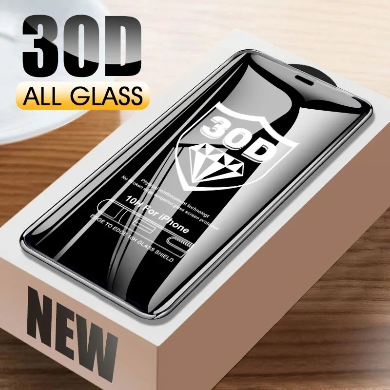 Изогнутое защитное стекло 30D для iPhone 11 12 Pro XS Max X XR 6 6S 7 8 Plus SE 2020 | Мобильные телефоны