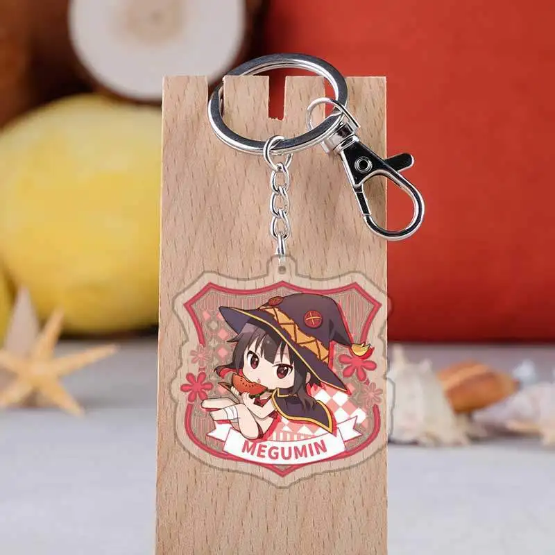 Anime Kono Subarashii Sekai Ni Syukufuku Wo Keychain Cartoon Figure Megumin Aqua Darkness Acrylic Bags Pendents Keyring | Украшения и