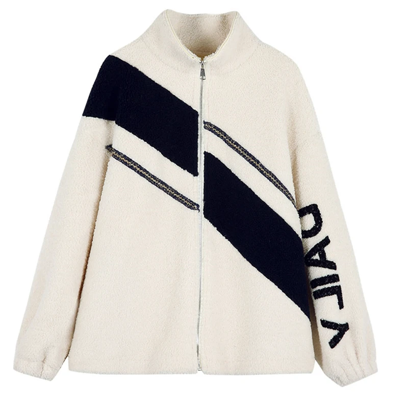 

lamb plush jacket women's Short autumn and winter 2021 new fashion wild casual thickening ins tide