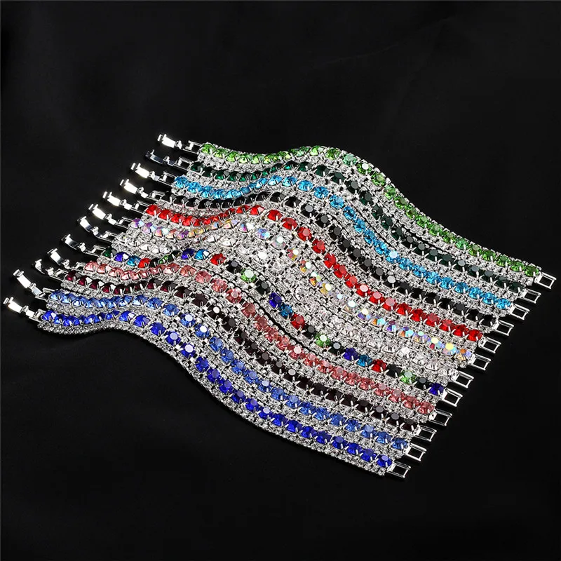 

Luxury Cubic Zirconia Tennis Bracelets Iced Out Chain Crystal Wedding Bracelet for Women Men Color Rhinestone Bracelet Jewelry