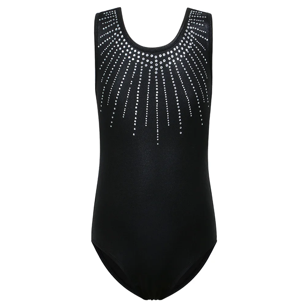 

BAOHULU Блестящий купальник без рукавов для девочек, гимнастическое трико со стразами для балета, детский танцевальный костюм для подростков