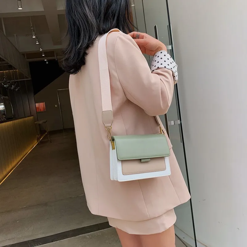 

Crossbody Bags For Women Pu Leather Women's Shoulder Bags Fashion Simple Wild Contrast Color Women Bag Black