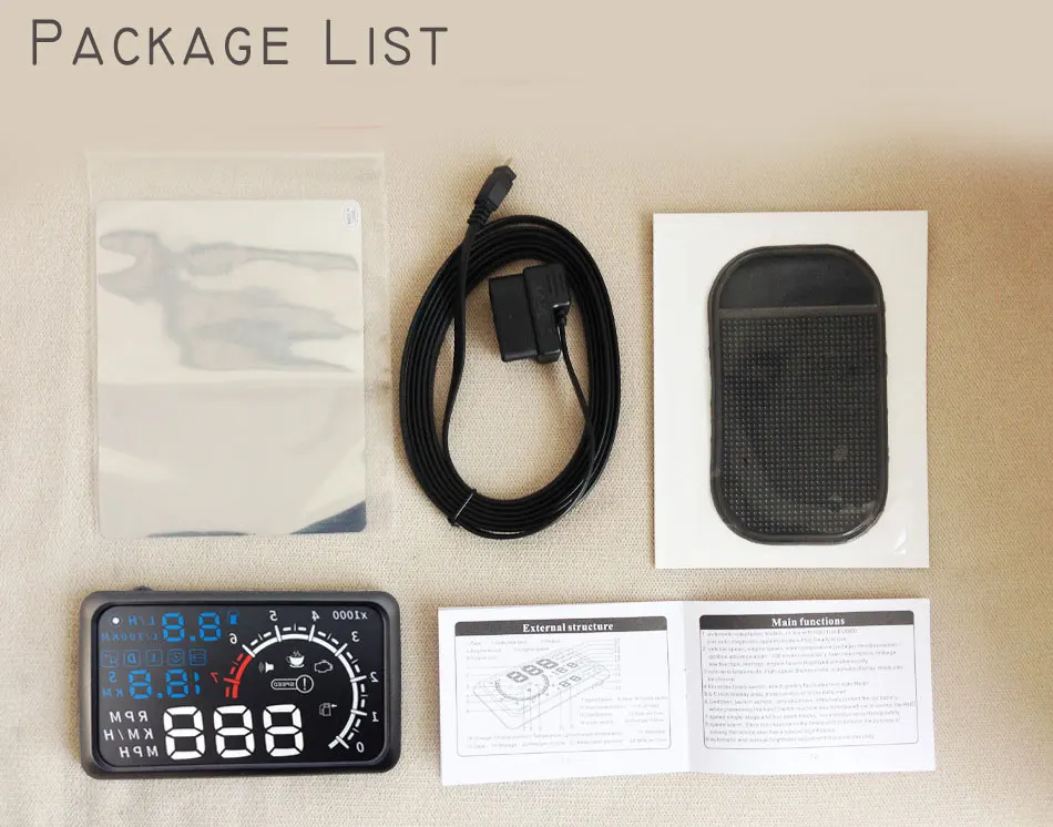 Автомобильный дисплей 4C OBDII HUD OBD2 с индикацией дальности км/ч миль/ч