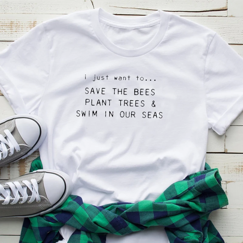 Я просто хочу спасать пчелы растения деревья и плавать в нашем море футболка
