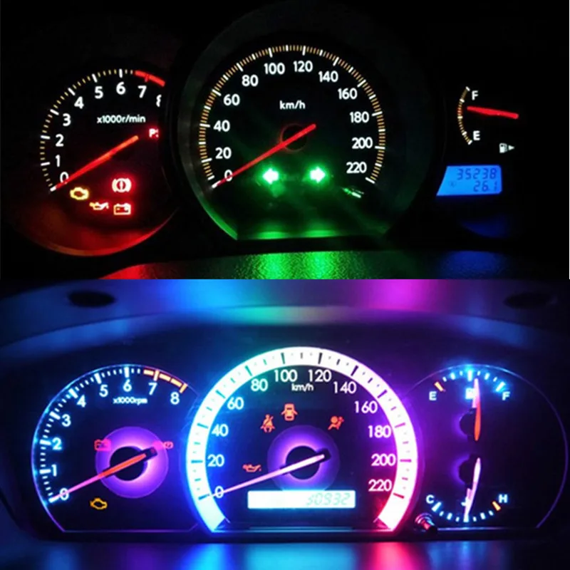 

YOLU 10pcs 12V T4.7 5050 1 SMD Led Instrument Cluster Light Car Bulb Interior light Dashboard Lamp White Red Green Blue Yellow