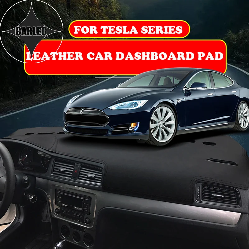 Custom for Tesla Series Model 3 Model Y Dashboard Avoid Light Pad Instrument Platform PU Leather Suede Insulation Mat