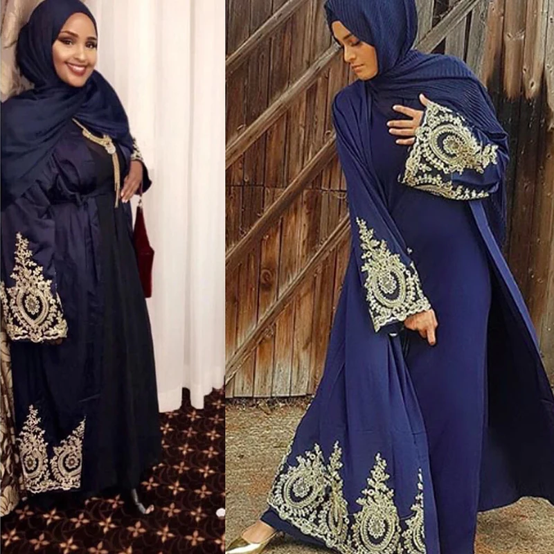 Женский кардиган в Дубае Abaya Розовое Кимоно с длинным рукавом и золотыми