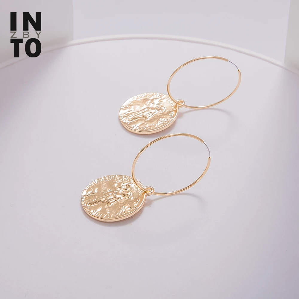 Женские золотые серьги-кольца в новом дизайне круглые серьги с подвеской