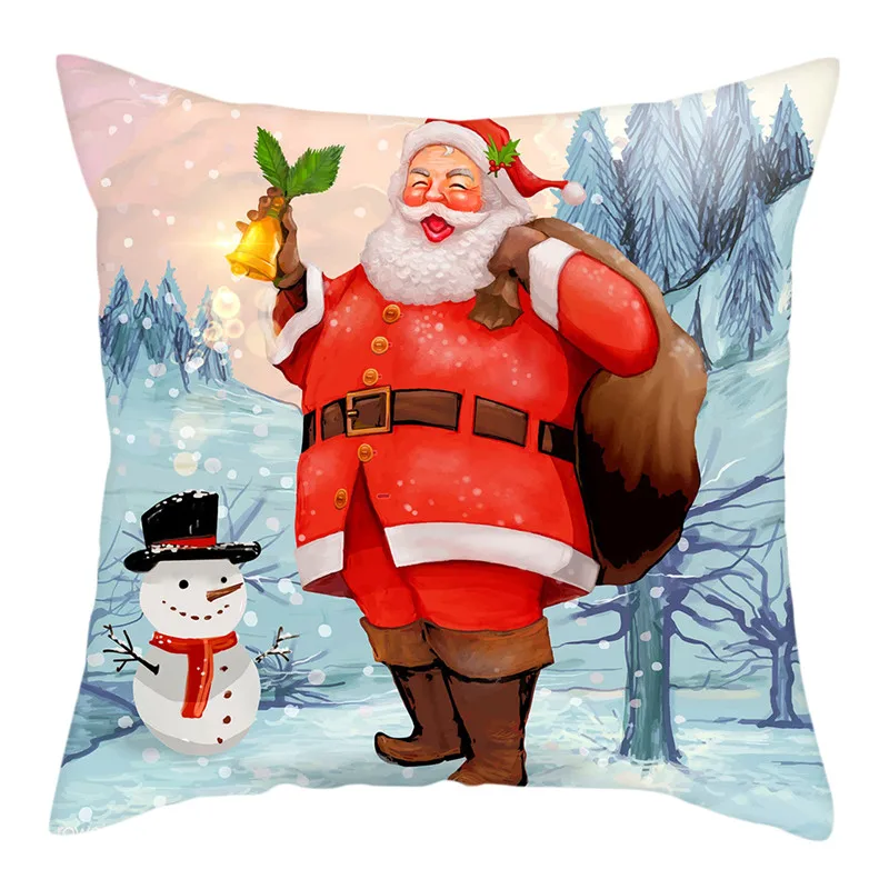 

Fuwatacchi Christmas Cushion Cover Santa Claus Pillow Case Home Decorative Pillow Cover for Sofa Home Decor Festival Style