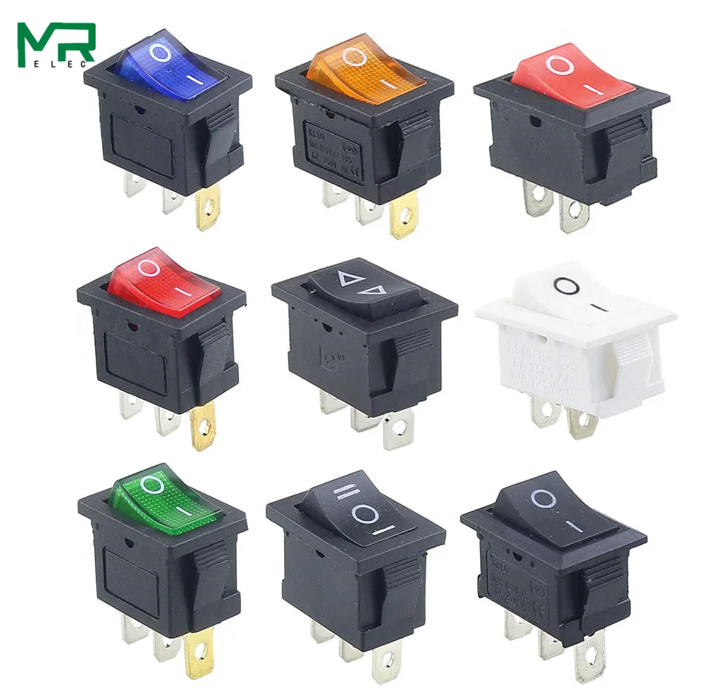 

1PCS KCD1 2PIin 3Pin Boat Car Rocker Switch 6A/10A 250V/125V AC Red Yellow Green Blue black Button Best Price KCD1