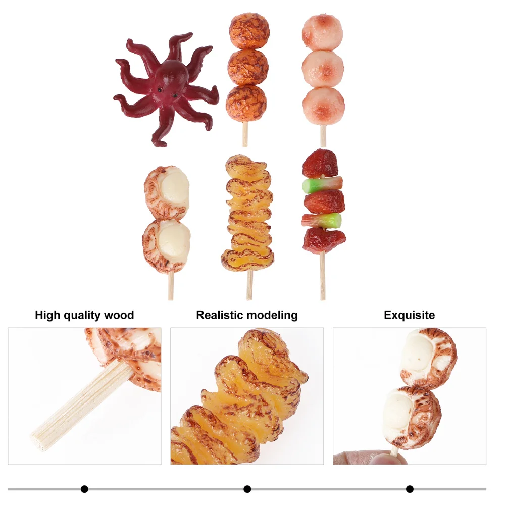 

6Pcs Simulation Barbecue Strings Food Model Girls Boys Barbecue Toys Assorted Color