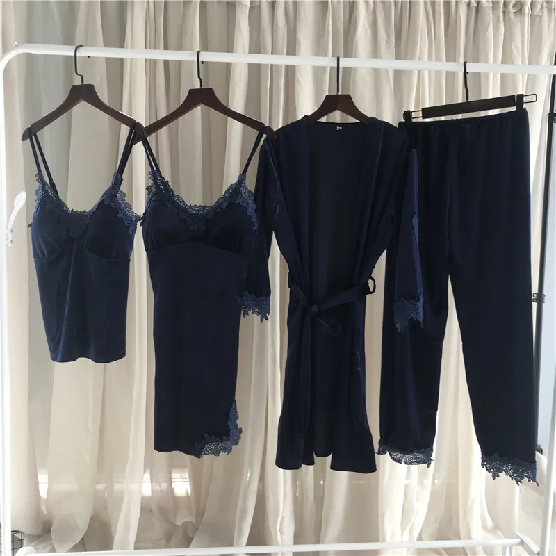 Летняя женская новая Корейская Золотая Бархатная Пижама осенне-зимняя одежда