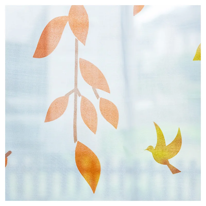 Modern Leaf Bird Printed Yarn Curtain Window Tulle Curtains For Living Room Kitchen Treatments Voile | Дом и сад