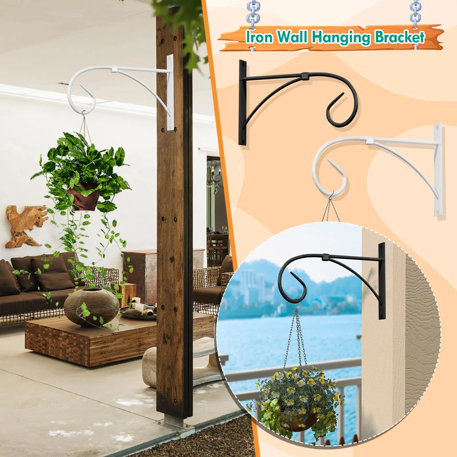 Настенный плавающей полки для внутренней и наружной стены Тип горшка подвесной