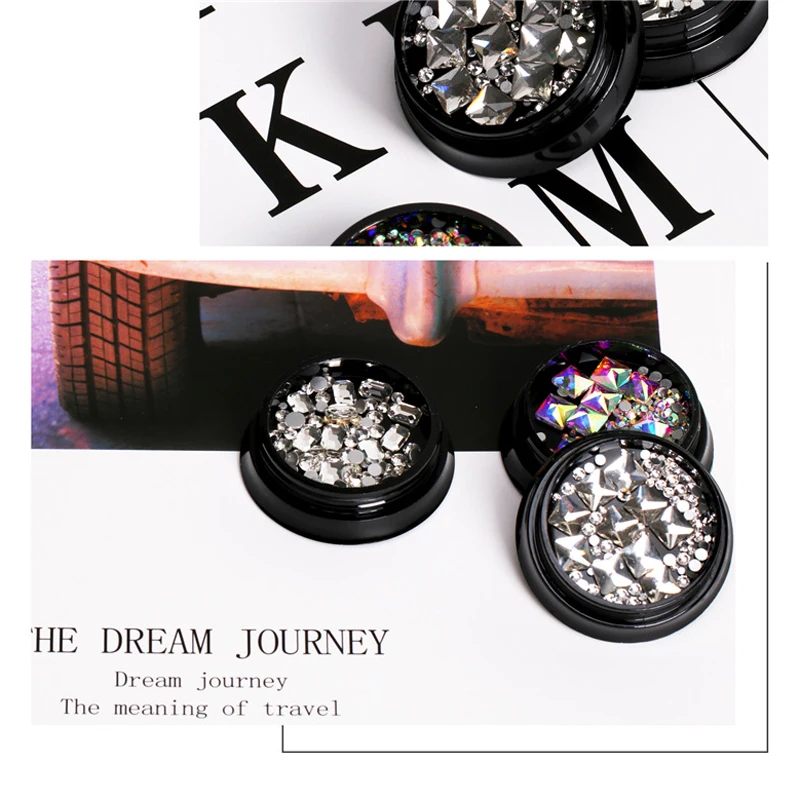 Круглые Серебристые Стразы для ногтей 12 коробок/комплект блестящие акриловые