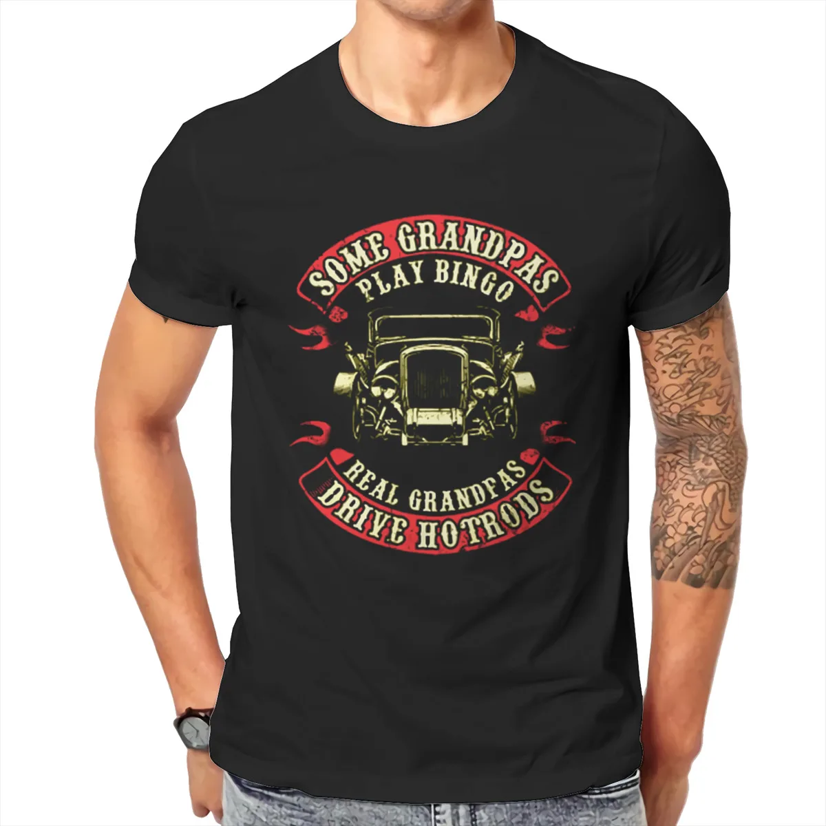 

Real Grandpas Drive Hotrods Essentials O-neck Men/Women color High Street Tshirts 138846