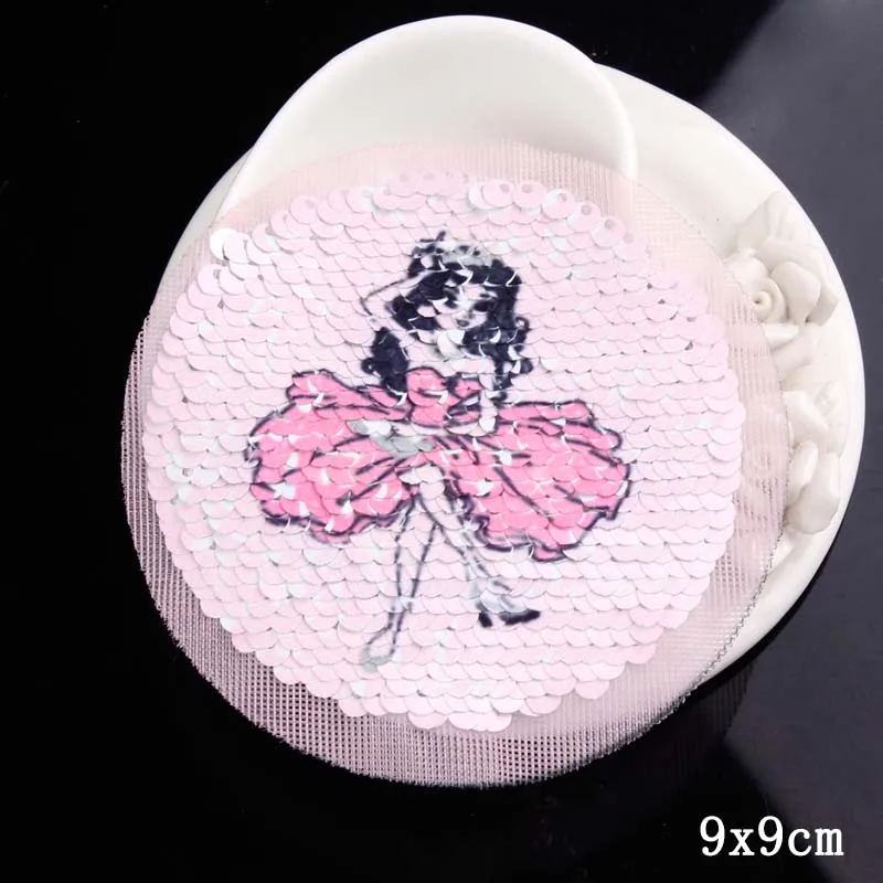 Мультяшные нашивки для одежды нашивка с блестками двусторонняя меняющая цвет на