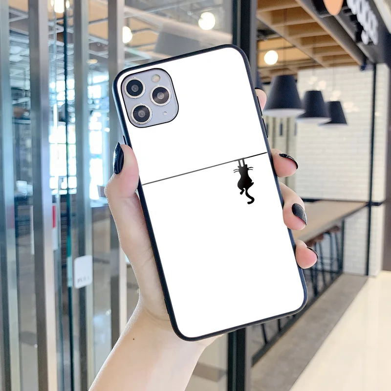 

Tempered Glass Phone Cases for samsung Galaxy s10 plus s10e Cat Cover