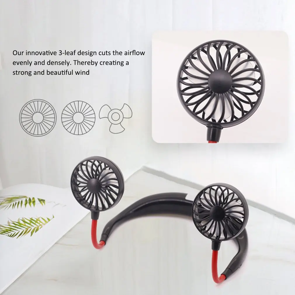 Mini USB Portable Fan Neck Neckband With Rechargeable Battery Desk Fans 180 Degree Adjustable Sport Air Cooler Conditioner | Бытовая