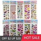 10 листов разных 3D милых аниме наклеек, s игрушки, забавная игрушка для детей, подарки на день рождения, Бабочка, любовь, сердце, наклейка, игрушка