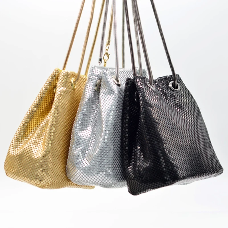 

Fashion Women Bucket Shoulder Bag with Sequin Party Handbags Clutches