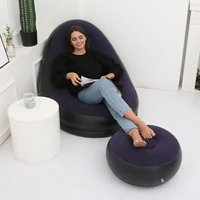 practical 1 set excellent inflatable leisure sofa chair with ottomans 3 colors inflatable couch allergy free for dorm