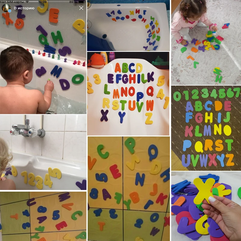 

36pcs/Set Alphanumeric Letter Puzzle Baby Bath Toys Soft EVA Kids Baby Water Toys For Bathroom Early Educational Suction Up Toy