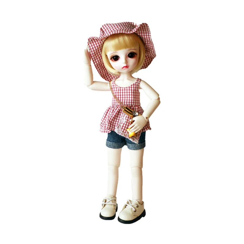 Новый BJD Кукла SD 1 / 6 Куклы Дейзи розового цвета в клетку юбка пачка милый костюм